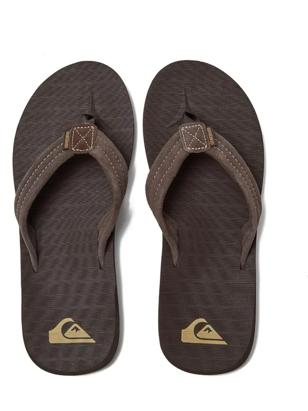 Men's Brown Suede Flip Flops Arch Support Athletic Sandals Thong Casual